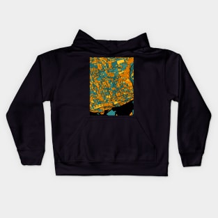 Toronto Map Pattern in Orange & Teal Kids Hoodie